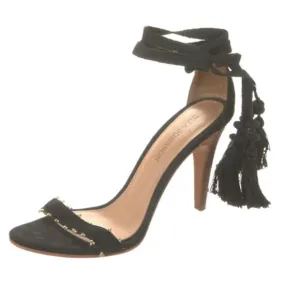 Ulla Johnson Danielle Tassel High Heel Stiletto Sandals Black Women's Sz 38/US 8