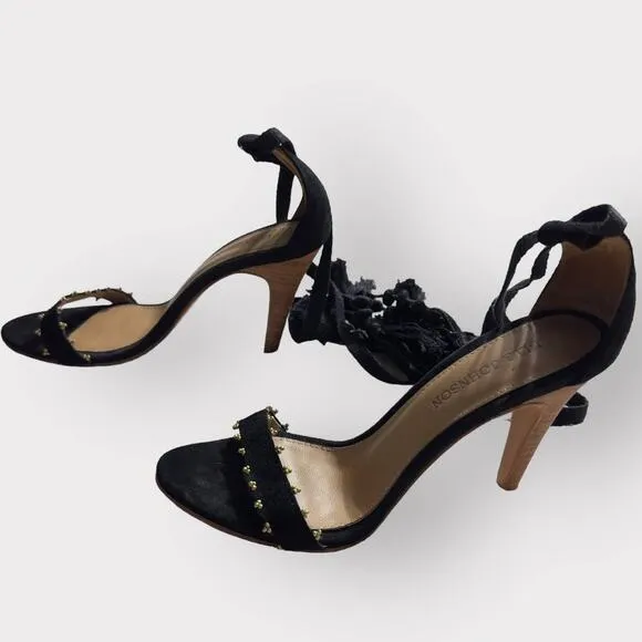 Ulla Johnson Danielle Tassel High Heel Stiletto Sandals Black Women's Sz 38/US 8