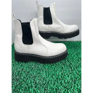 UnionBay Heather Combat Boots White Platform Lug Sole Ankle Booties Fashion 6M