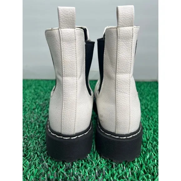 UnionBay Heather Combat Boots White Platform Lug Sole Ankle Booties Fashion 6M
