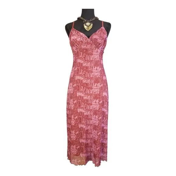 Urban Outfitters Gwen &quot;Love&quot; Mesh Midi Slip Dress