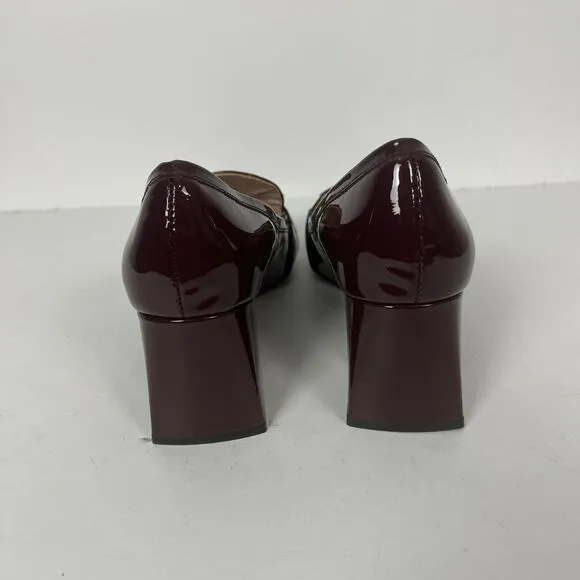 Uterque Burgundy Patent Leather Heeled Loafers Buckle Sz 41