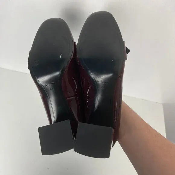 Uterque Burgundy Patent Leather Heeled Loafers Buckle Sz 41