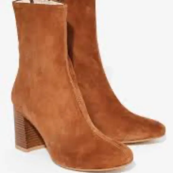 Vagabond Kaley mid boot chestnut brown suede boots with stacked wood heel