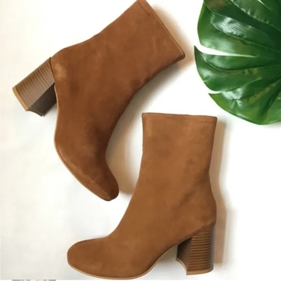 Vagabond Kaley mid boot chestnut brown suede boots with stacked wood heel
