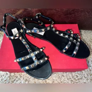 Valentino Garavani Rockstud Jelly Flat Gladiator Sandals - EUC - Sz 39