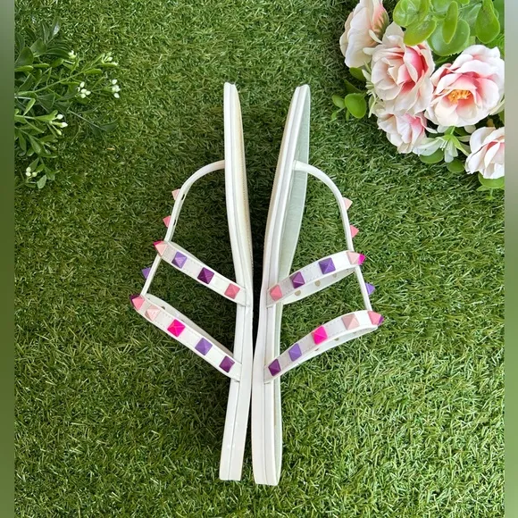 VALENTINO GARAVANI5mm Multi Rockstud Pvc Thong Sandals -Bianco Multi Sz38