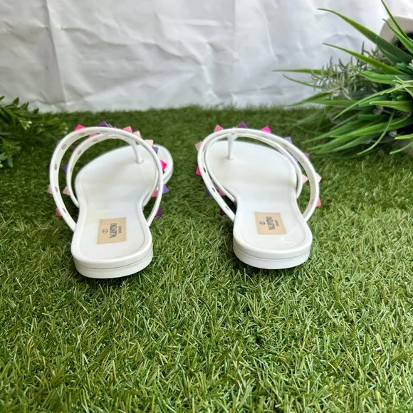 VALENTINO GARAVANI5mm Multi Rockstud Pvc Thong Sandals -Bianco Multi Sz38