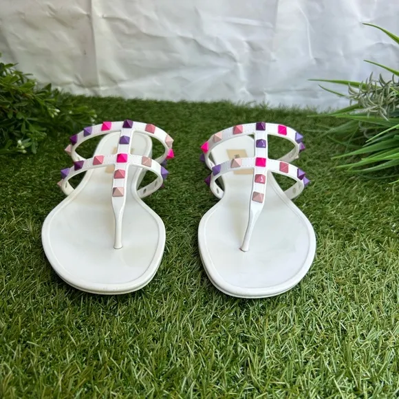 VALENTINO GARAVANI5mm Multi Rockstud Pvc Thong Sandals -Bianco Multi Sz38