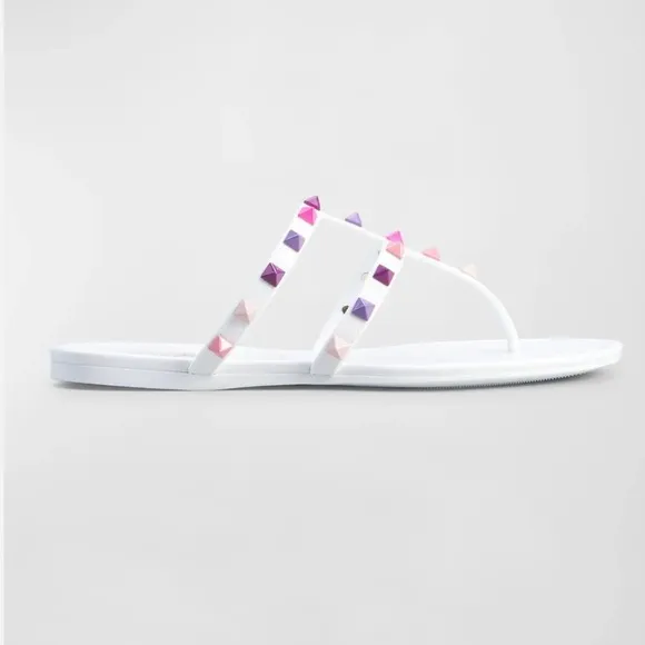 VALENTINO GARAVANI5mm Multi Rockstud Pvc Thong Sandals -Bianco Multi Sz38