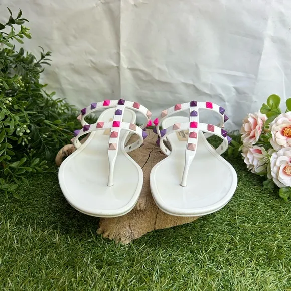 VALENTINO GARAVANI5mm Multi Rockstud Pvc Thong Sandals -Bianco Multi Sz38