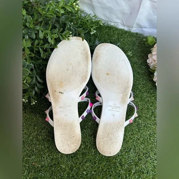 VALENTINO GARAVANI5mm Multi Rockstud Pvc Thong Sandals -Bianco Multi Sz38