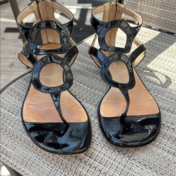VALENTINO LADIES Black BACK ZIP FLAT GLADIATOR Sandals-10