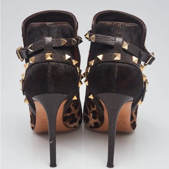 Valentino Rockstud Ponyhair Leopard Ankle Boots 39 VGUC ⭐️😍