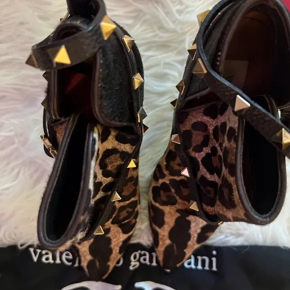 Valentino Rockstud Ponyhair Leopard Ankle Boots 39 VGUC ⭐️😍
