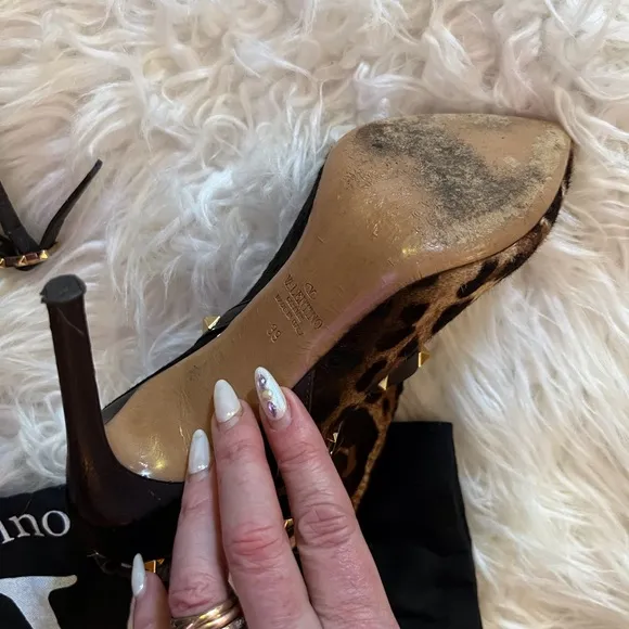 Valentino Rockstud Ponyhair Leopard Ankle Boots 39 VGUC ⭐️😍