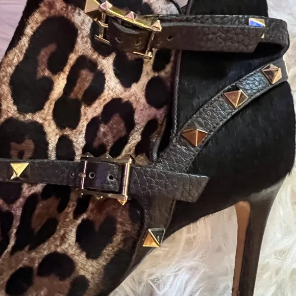 Valentino Rockstud Ponyhair Leopard Ankle Boots 39 VGUC ⭐️😍