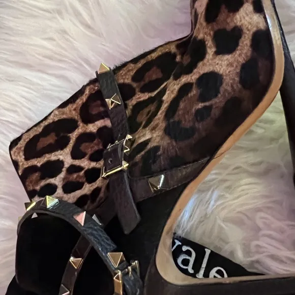 Valentino Rockstud Ponyhair Leopard Ankle Boots 39 VGUC ⭐️😍
