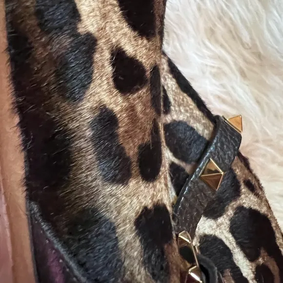 Valentino Rockstud Ponyhair Leopard Ankle Boots 39 VGUC ⭐️😍