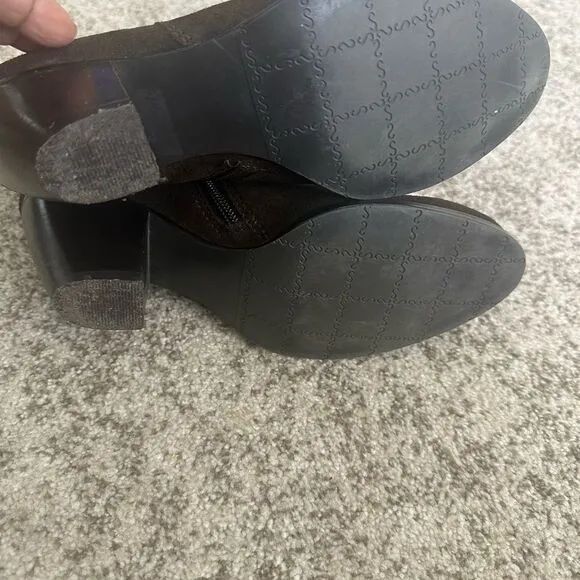Vaneli Brown Suede Studded Ankle Boots 7
