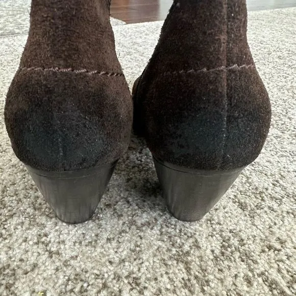 Vaneli Brown Suede Studded Ankle Boots 7