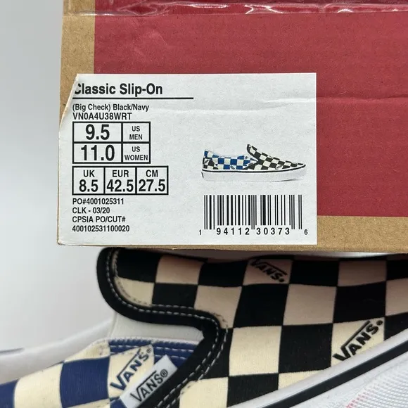 Vans Black and White Slip-On Checkerboard Sneakers