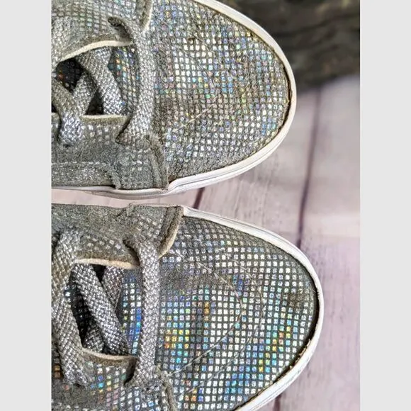 Vans Kids Sk8-Hi Zip (Little Kid/Big Kid) Metallic Glitter Girl's Sneakers