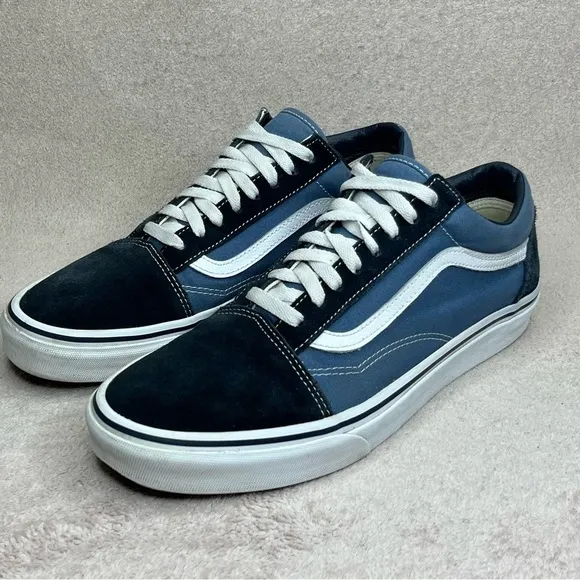 Vans Old Skool Low Top Sneakers-Suede/Canvas-Navy Blue-Mens 10-Skater-Streetwear