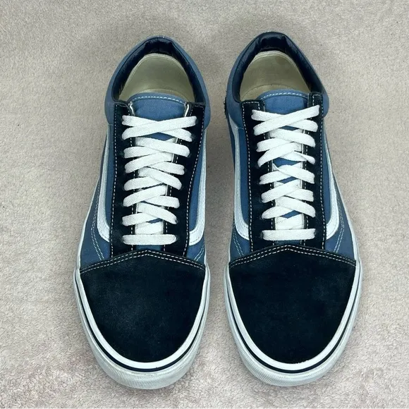 Vans Old Skool Low Top Sneakers-Suede/Canvas-Navy Blue-Mens 10-Skater-Streetwear