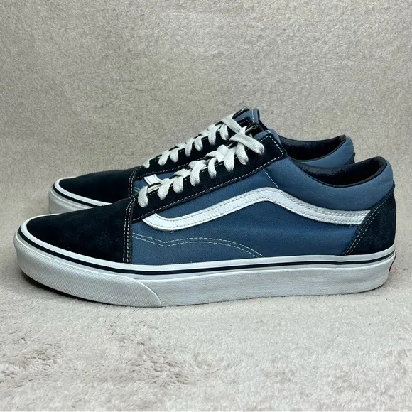 Vans Old Skool Low Top Sneakers-Suede/Canvas-Navy Blue-Mens 10-Skater-Streetwear