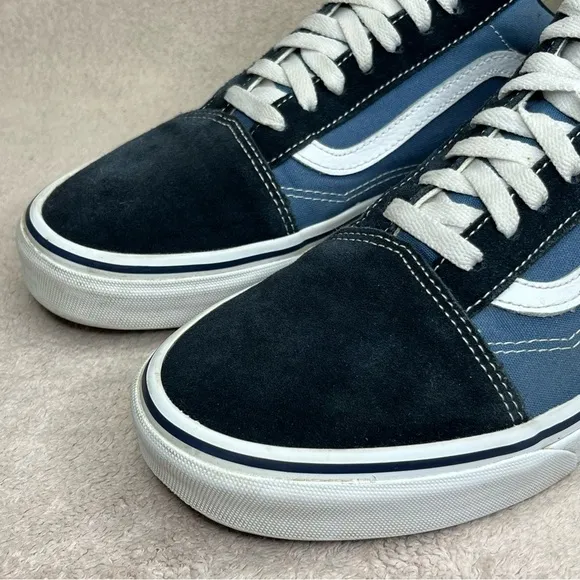 Vans Old Skool Low Top Sneakers-Suede/Canvas-Navy Blue-Mens 10-Skater-Streetwear