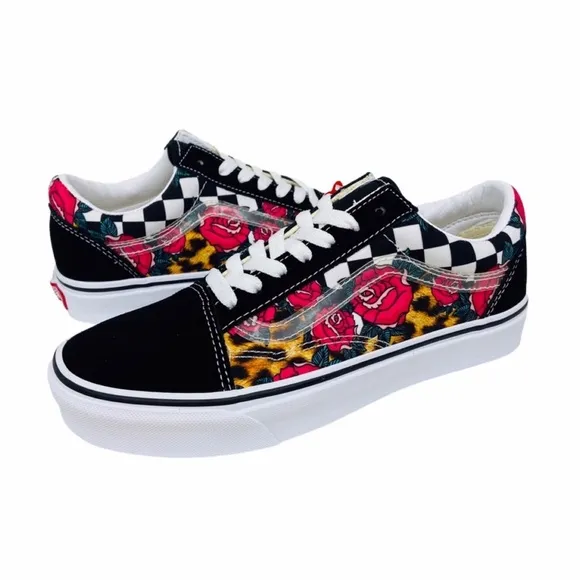 Vans Old Skool Rose Animal Checkerboard Red