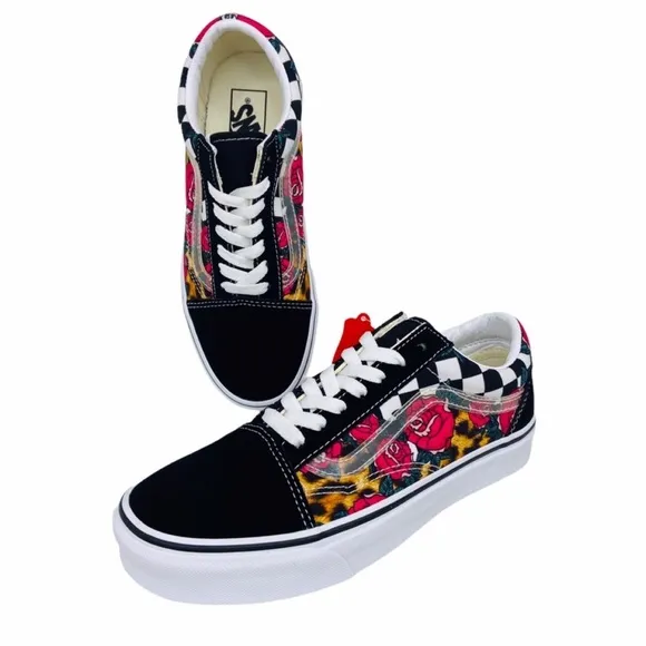 Vans Old Skool Rose Animal Checkerboard Red