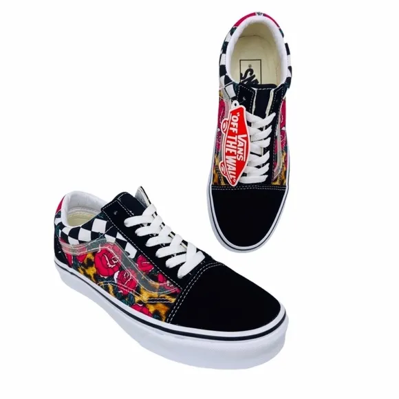Vans Old Skool Rose Animal Checkerboard Red