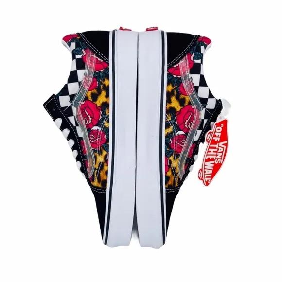 Vans Old Skool Rose Animal Checkerboard Red
