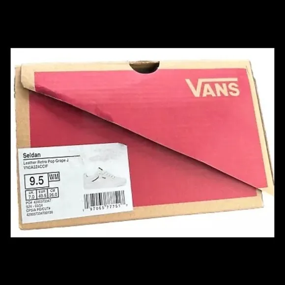 Vans Seldan Leather Retro Pop Grape Sneakers Womens Size 9.5 NIB