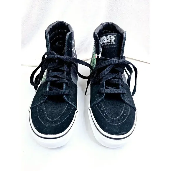 Vans Size Men's 6 Women's 7.5 Black KISS Dressed to Kill Hi Lace sneakers NEW