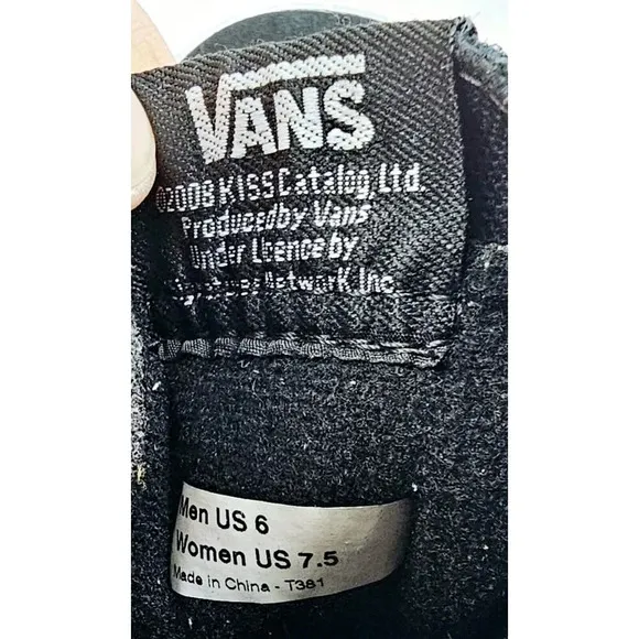 Vans Size Men's 6 Women's 7.5 Black KISS Dressed to Kill Hi Lace sneakers NEW