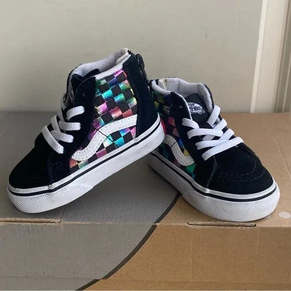 Vans Sk8 Hi Checkered Toddler Sneakers - SZ 4 C