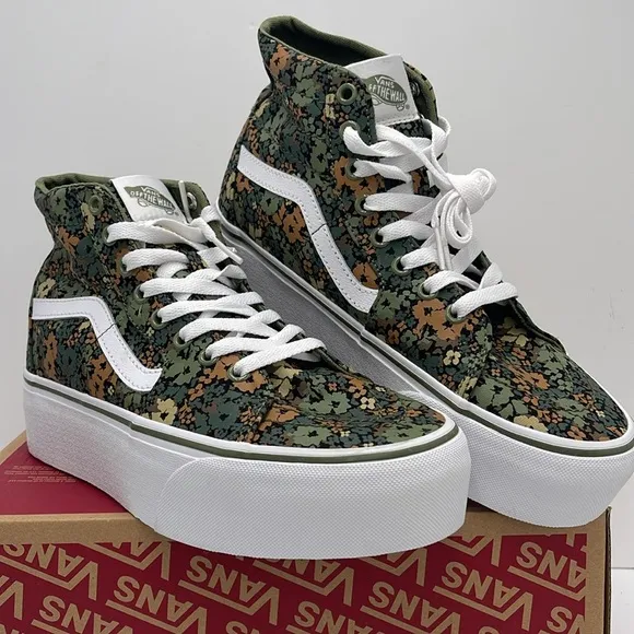 Vans WMNS Sk8-Hi TaperedCamo Floral Loden GreenVN0A5JMKZBF Floral High-Top Snk