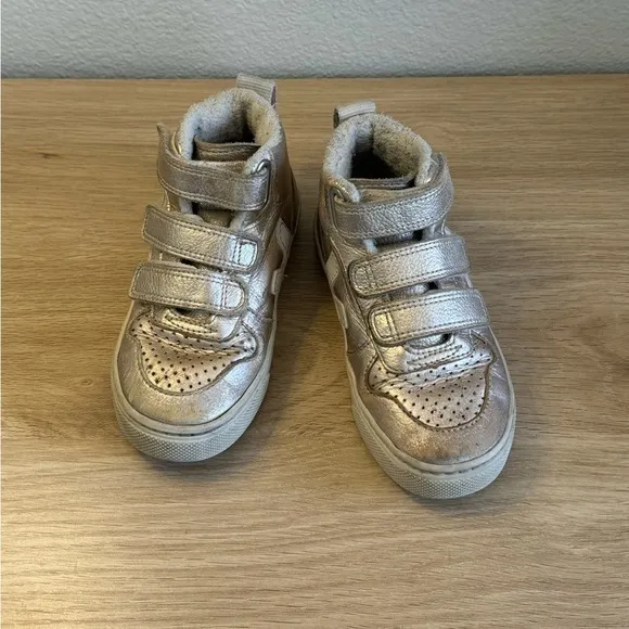 Veja Kids V-10 Chromefree Metallic High Top Leather‎ Fashion Sneakers 11