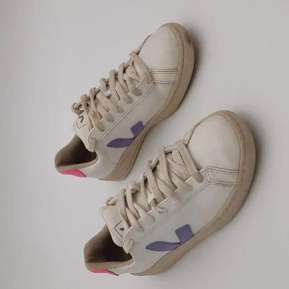 Veja leather sneakers women 37 white purple casual y2k retro school lace up
