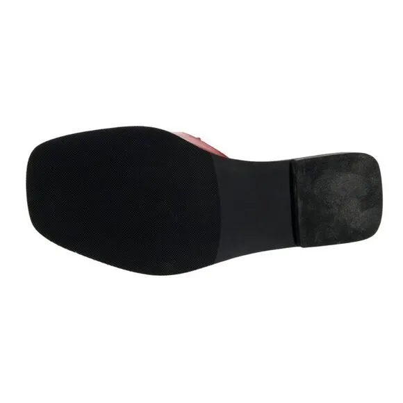 Ventutto Red Crystal Embellished Bow Flat Leather Slide