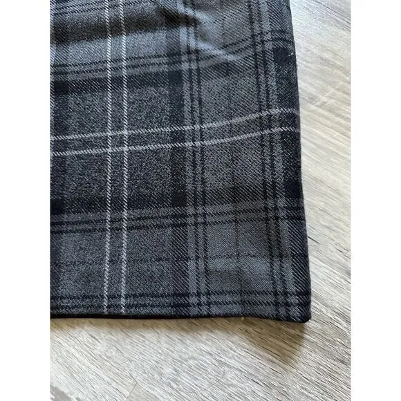 VERA WANG Women’s Plaid Lambs Wool Leather Straight Mini Skirt Size 4