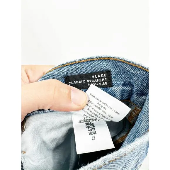 Veronica Beard Blake Classic Straight High Rise Denim Blue Jeans Size 27