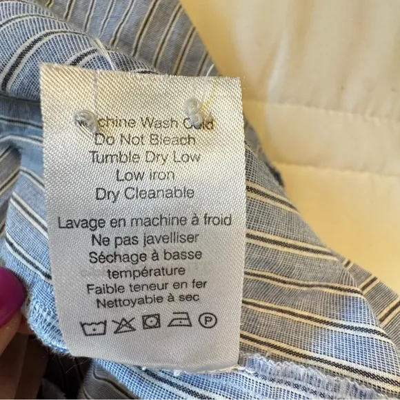 Veronica Beard Dress Medium Jemila Blue Stripe Tiered Shirtdress