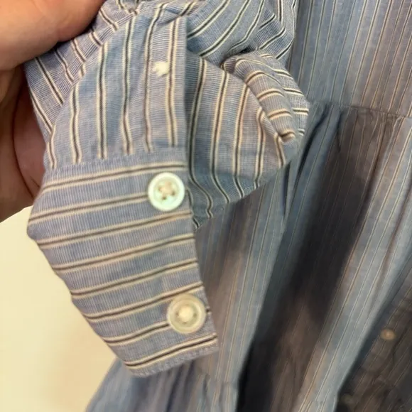 Veronica Beard Dress Medium Jemila Blue Stripe Tiered Shirtdress