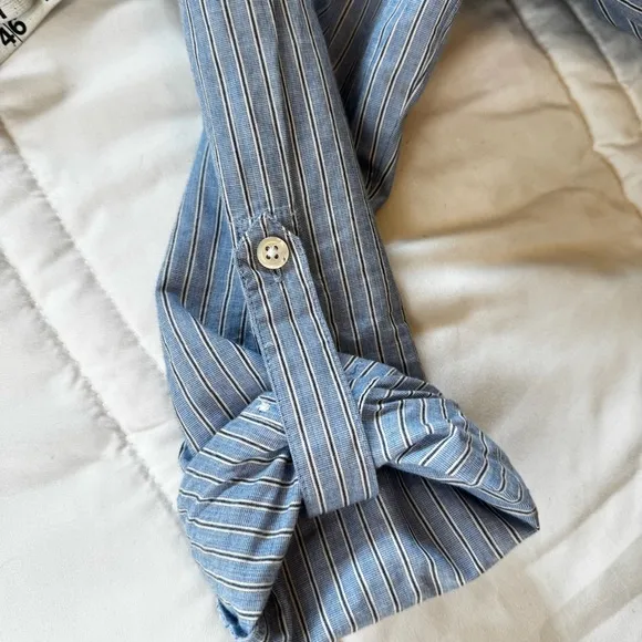 Veronica Beard Dress Medium Jemila Blue Stripe Tiered Shirtdress