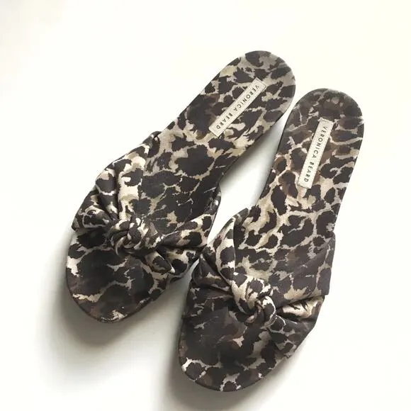 VERONICA BEARD 'Etra' Knotted leopard Flat Sandals - Size US 9.5