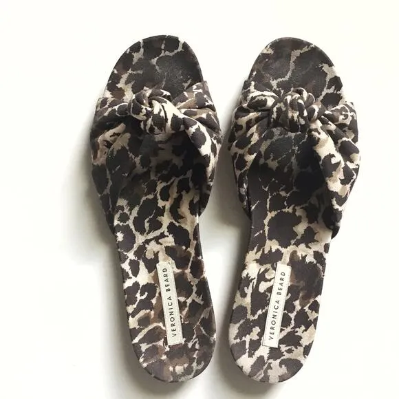VERONICA BEARD 'Etra' Knotted leopard Flat Sandals - Size US 9.5
